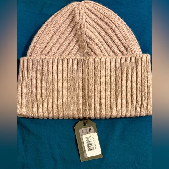 NWT All Saints Traveling Cuff Hat with Patch Cinder Black Marl Wool Blend Beanie - Picture 2 of 2